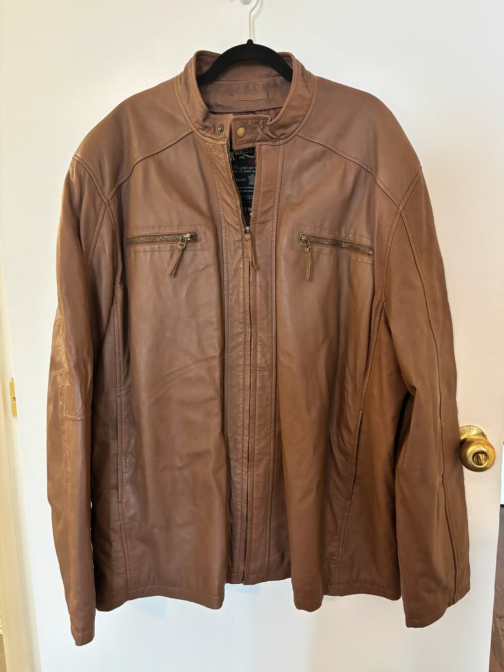 Genuine Brown Leather Men's Jacket Big and Tall 5XL Knoles & Carter Brand